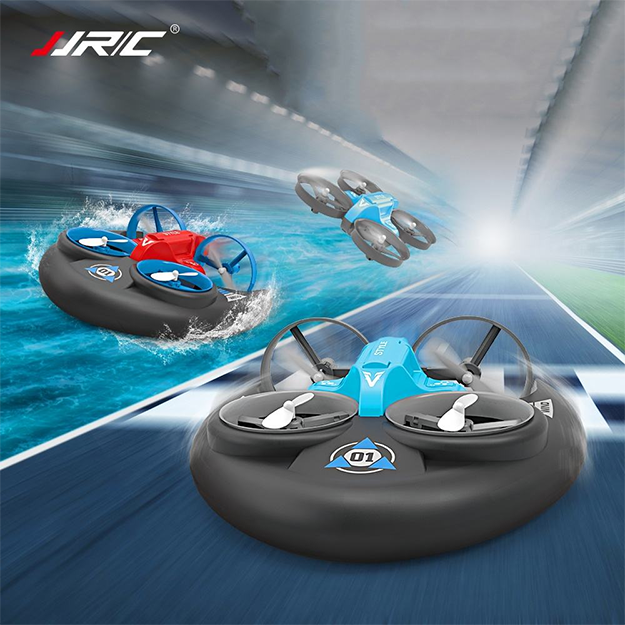 Amphibious RC Drone 3 in 1 Mini Hovercraft Boat Altitude Hold Drone Remote Control Waterproof Drone