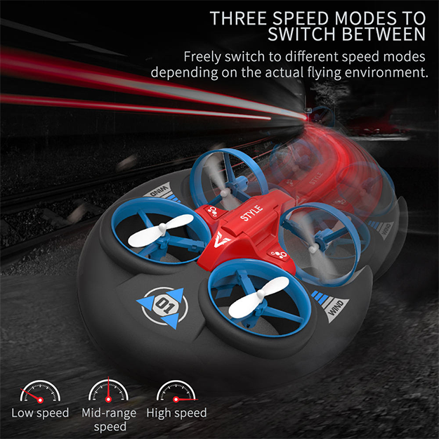 Amphibious RC Drone 3 in 1 Mini Hovercraft Boat Altitude Hold Drone Remote Control Waterproof Drone