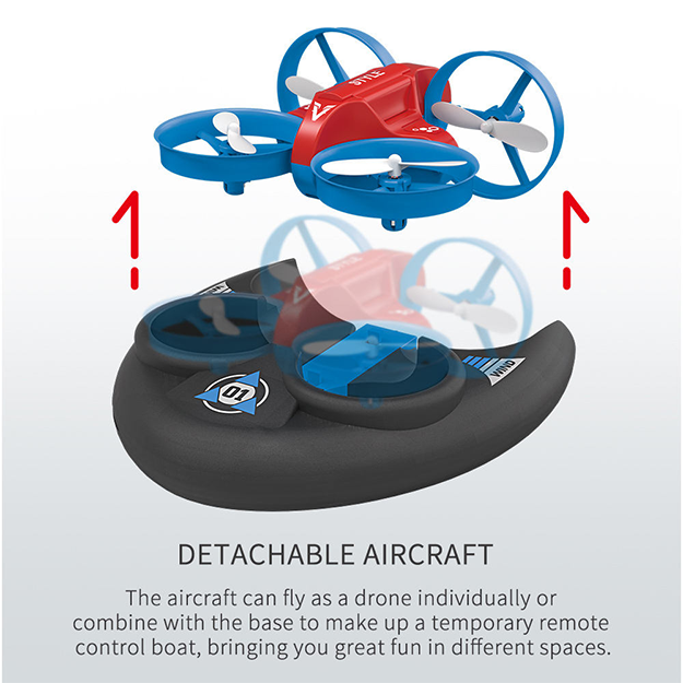 Amphibious RC Drone 3 in 1 Mini Hovercraft Boat Altitude Hold Drone Remote Control Waterproof Drone